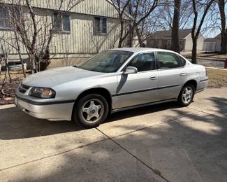 2003 Chevy Impala
Only item available for pre-sale: $3,200
New brake lines, new battery
Has some minor scrapes and bumps.
Runs great