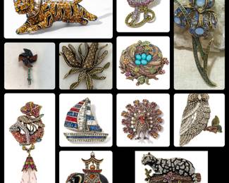 Heidi Daus pins / brooches
These are NOT cheap brooches by any means. We won’t be giving out pricing but be aware they start at $30 to $160.
⭐️ ⭐️ We will limit number of people in jewelry area and require payment on these items in room ⭐️ ⭐️