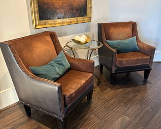 Pair of Uttermost leather club chairs