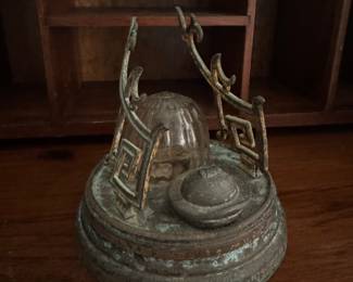 Antique Brass Inkwell