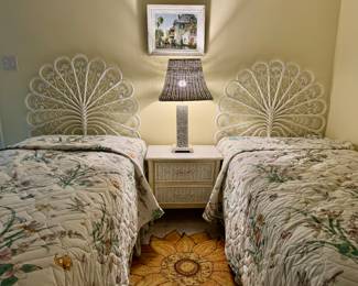 Vintage White Wicker Twin Bed Headboards