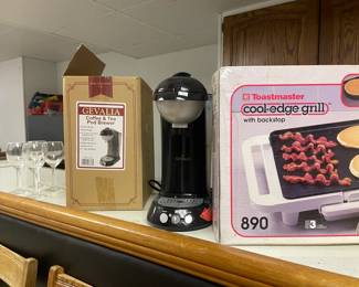 Gevalia Coffee & Tea Pod Brewer, Wine Glasses 