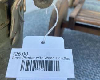Brass Planter with Wood Handles
