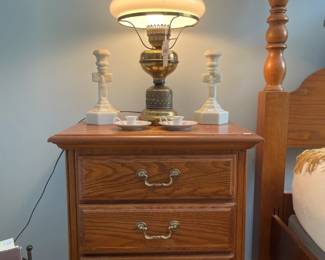Brass and milk glass hurricane lamp