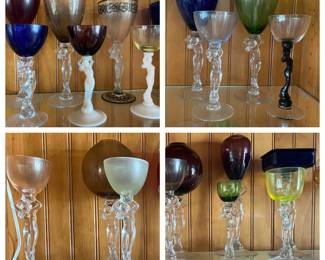 Large Collection of Cambridge Nudes Stemware 