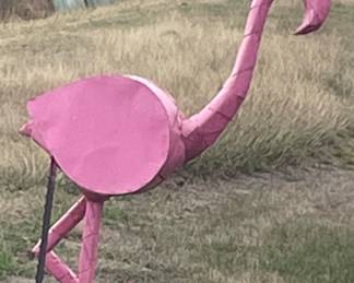 Large Yard Art Metal Flamingo