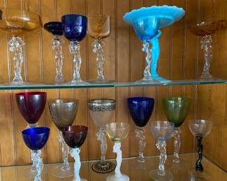 Large Collection of Cambridge Nudes Stemware