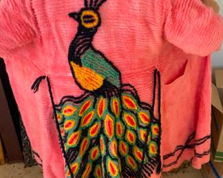Vintage Chenille Peacock Robe