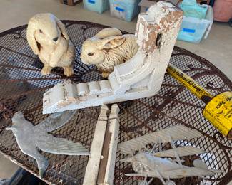 Architectural pieces, fence animals, vintage sprayer