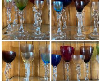 Large Collection of Cambridge Nudes Stemware