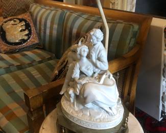 French bisque figural lamp