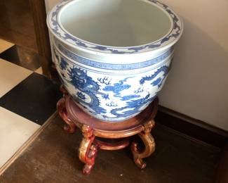 Chinese blue and white fish bowl\