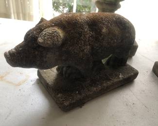 Cast stone concrete antique vintage pig