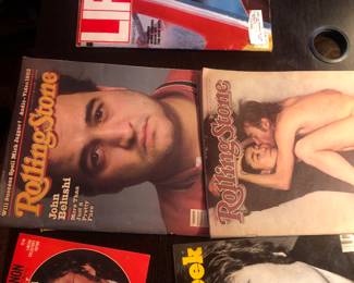 John Lennon Magazines; Rolling Stone; Newsweek; John Belushi vintage magazines
