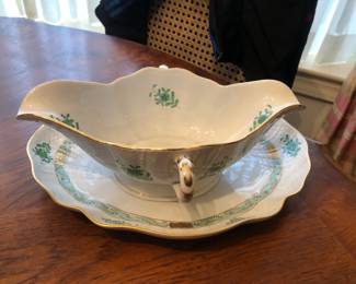 Herend Green Chinese Bouquet Gravy Boat