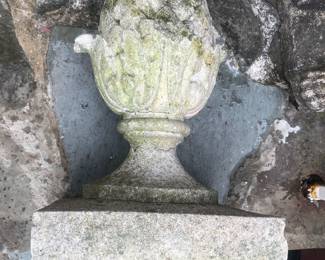 Antique vintage cast stone concrete garden pinecones or pineapples 19"