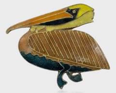 Fine Sterling Silver Enamel Figural Pelican Statement Brooch
