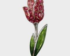 Swarovski Crystal & Enamel Tulip Statement Brooch
