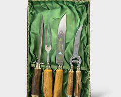 Solingen Germany Deer Antler Knife Carving Set 4 Piece In Original Box
