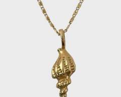 Fine 14K Yellow Gold Conch Seashell Pendant On 14K Yellow Gold Chain
