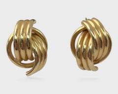 Fine 14K Yellow Gold Hollow Knot Pierced Earrings

