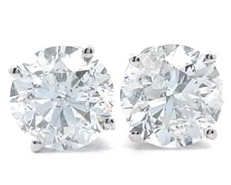 3.01 Carat Natural Diamond Stud Earrings in 14K White Gold