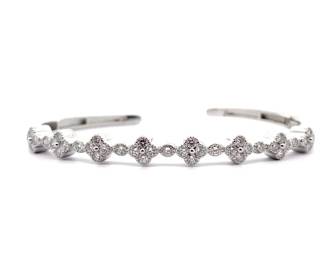 NEW! 1.50 Carat Diamond Cluster Flower Hinge Bangle Cuff