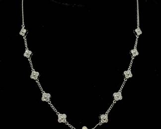 NEW! 3.12 Carat Diamond Four-Petal Flower Station Necklace