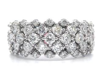 NEW! 2 Carat Diamond Multi-Row Cluster Anniversary Ring in 14k White Gold