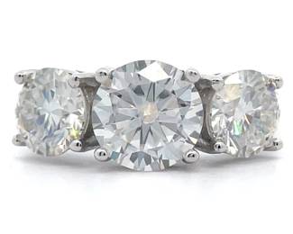 4 Carat Moissanite Three-Stone Past, Present & Future Bridal Ring