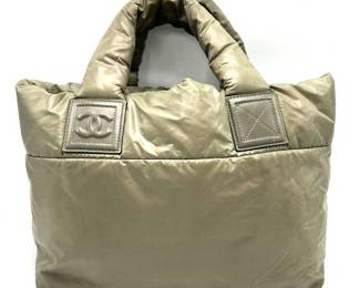 Chanel Green Nylon x Leather Reversible Coco Mark Cocoon PM; Pre-Owned