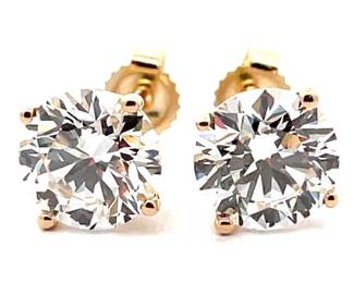3.00 Carat Diamond Stud Earrings in 14k Yellow Gold