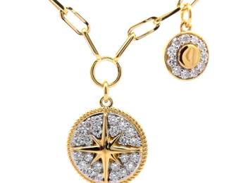 NEW! Chic 1.40 Carat Diamond 8-Pointed Star Compass Double Medallion Necklace