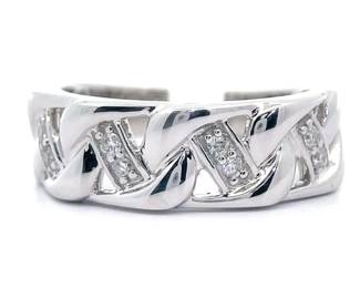 NEW! Men's 0.20 Carat Natural Diamond Miami Cuban Chain Ring in White Gold
