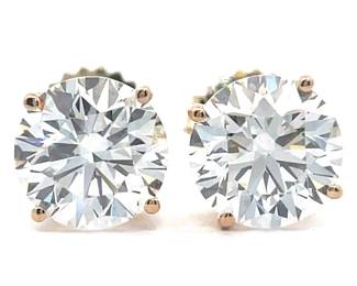 4.00 Carat Diamond Stud Earrings in 14K Yellow Gold