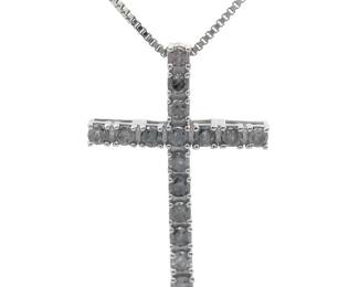 0.50 Carat Pavé Diamond Cross Pendant Necklace