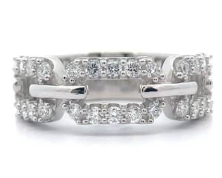 NEW! Chic 1.03 Carat Pavé Diamond Chain Link Ring