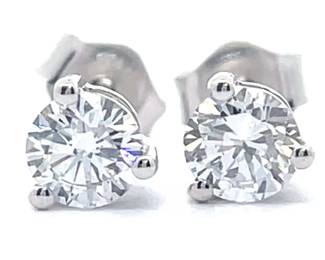 NEW! 0.50 Carat Diamond Round Brilliant Cut Solitaire Stud Earrings in 14k White Gold
