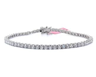 NEW! Classic 5 Carat Diamond Tennis Bracelet in 14k White Gold