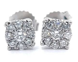 NEW! 0.50 Carat Diamond Round Cluster Stud Earrings