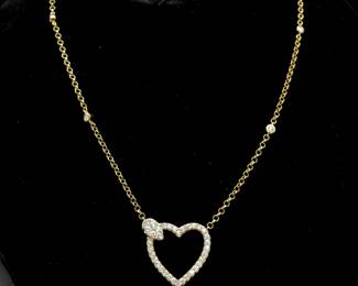 NEW! 1.33 Carat Diamond Heart Halo Pendant Station Necklace