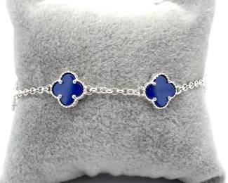 Purple Enamel Four-Leaf Clover Station Bracelet