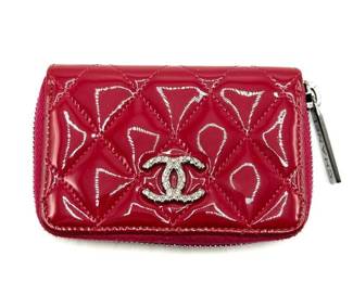 Chanel Pink Patent Leather Coco Mark Coin Case; Pre-Owned