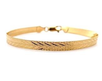 Diamond-Cut Herringbone Chain Bracelet in 14k Yellow Gold