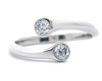 NEW! 0.30 Carat Diamond Two-Stone Bezel Coiled Bypass Ring