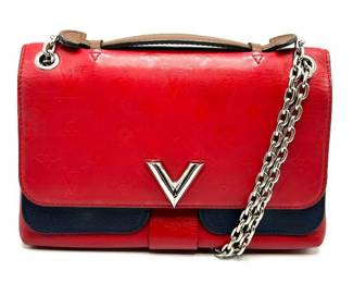 Louis Vuitton Red x Navy Monogram Very Chain Shoulder Bag; Pre-Owned
