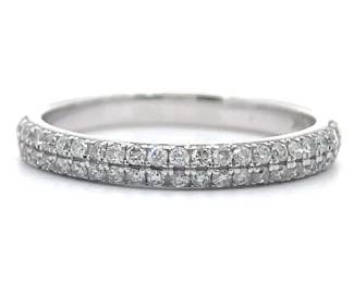 NEW! 0.30 Carat Pavé Diamond Double Row Half Eternity Ring in White Gold