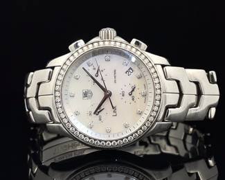 Tag Heuer Women's Link Chronograph Mother of Pearl Diamond Watch Model CJF1314