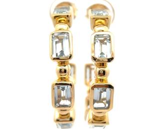 NEW! Super-Chic White Topaz Bezel Open C-Hoop Earrings