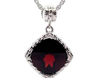 4.90 Carat Garnet Cushion Drop Pendant Necklace